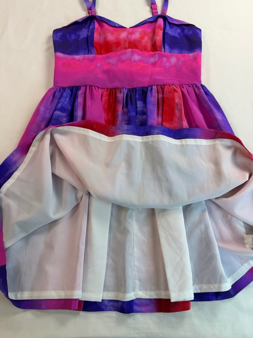 Amanda Uprichard Hot Pink and Purple Silk Fit and Flare Fairycore Mini Dress - Picture 8 of 12